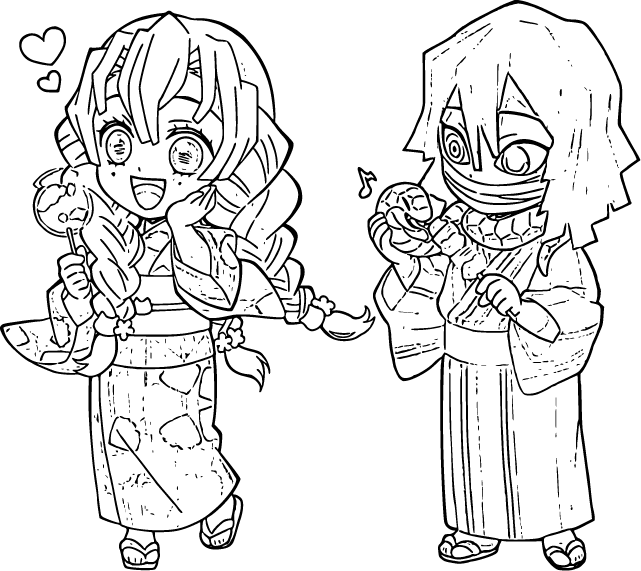 Chibi Obanai and Mitsuri at the Festival