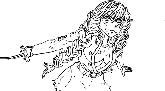 Mitsuri Kanroji in a battle stance