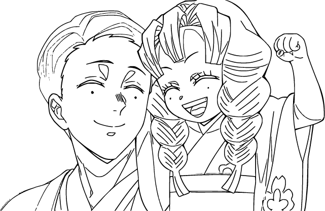 Mitsuri Kanroji raising her fist in excitement