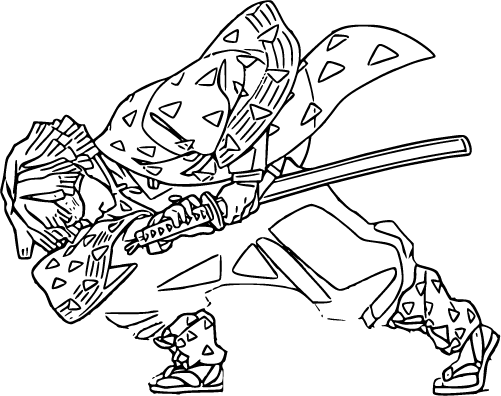 Zenitsu Agatsuma executes a rapid sword move indoors