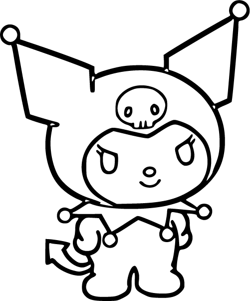 Kuromi standing with a confident and mischievous smile