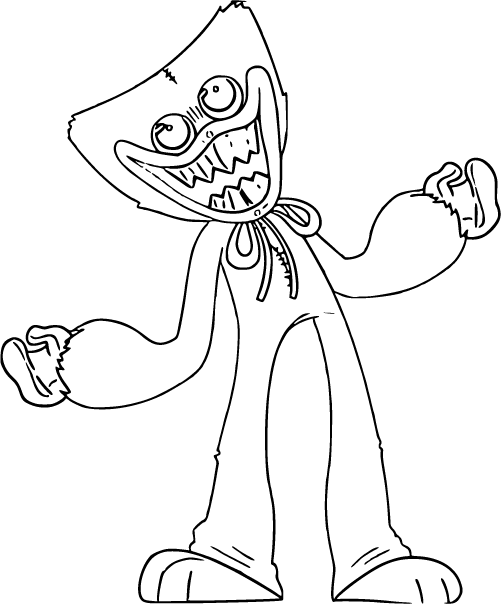 Huggy Wuggy is portrayed with his arms up