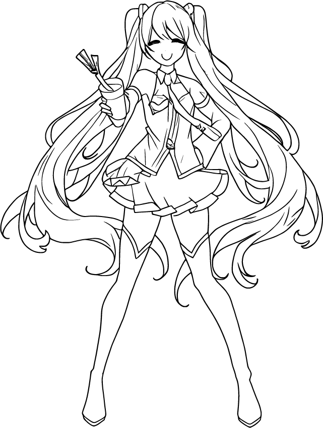 Happy Miku Offering a Drink