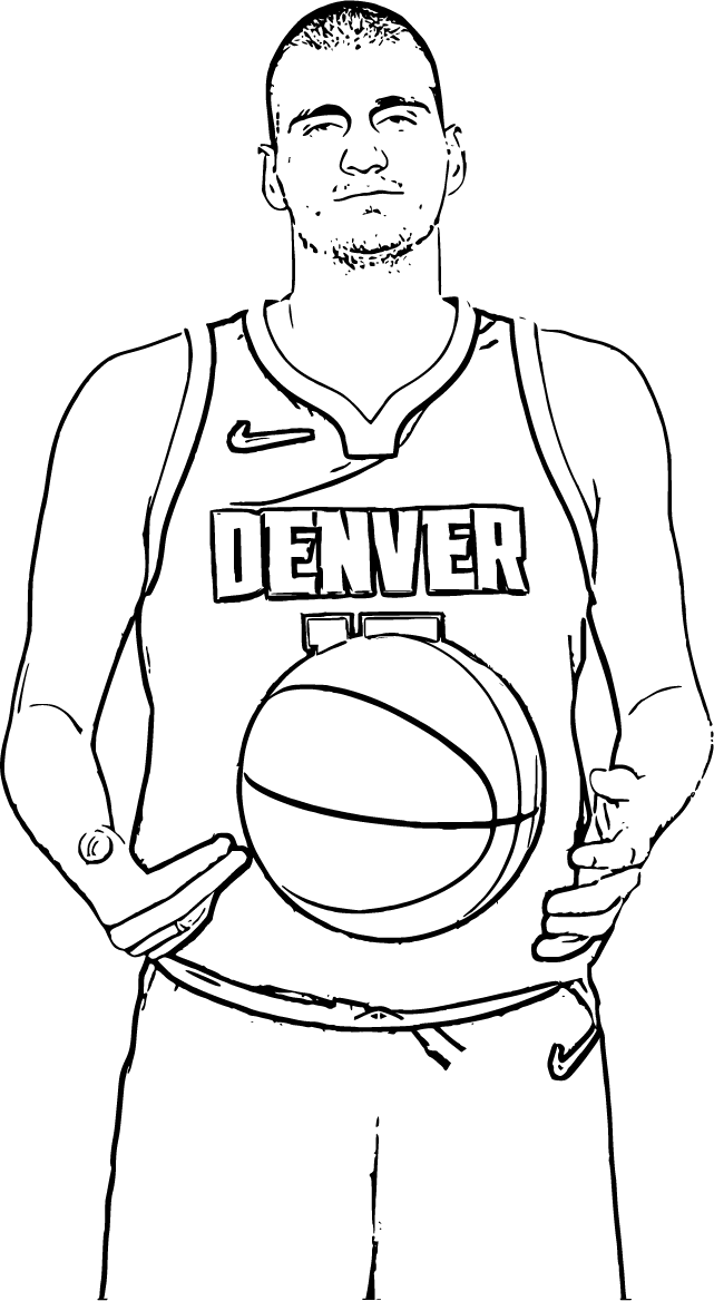 Jokic holding the basketball at his waist