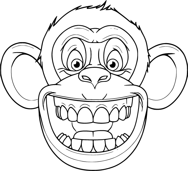 A cartoon chimp face fills the frame