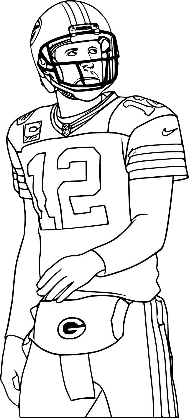 Aaron Rodgers standing looking around coloring page