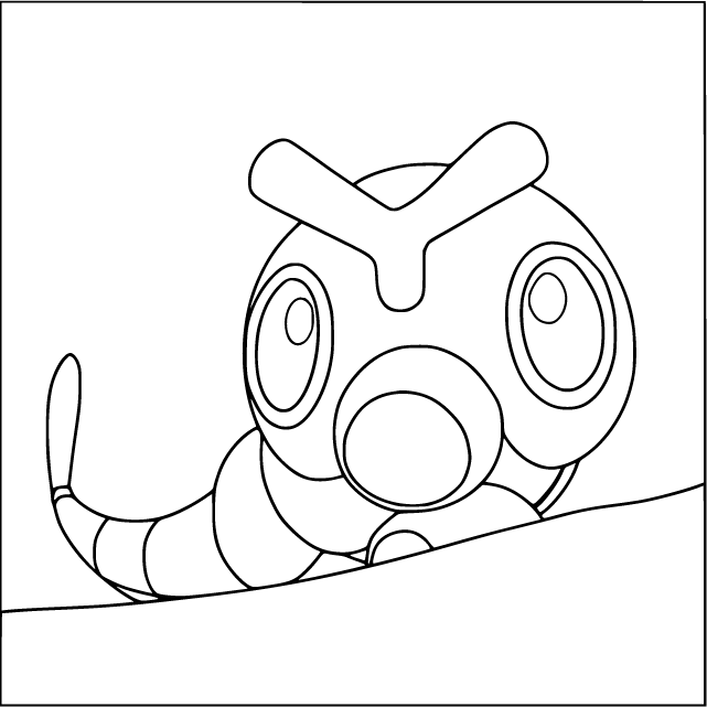 Caterpie on a tree branch