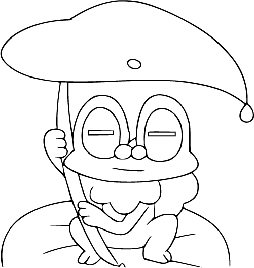 Froakie enjoys a rainy day on a lily pad coloring page