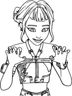 Zoey holds up her hands with claw-like fingers