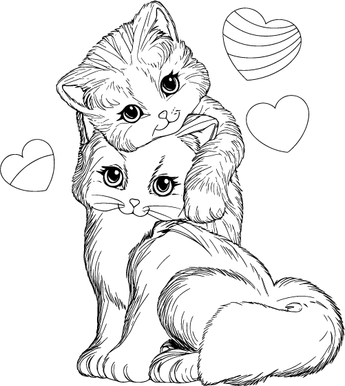 Cats Lisa Frank with Heart