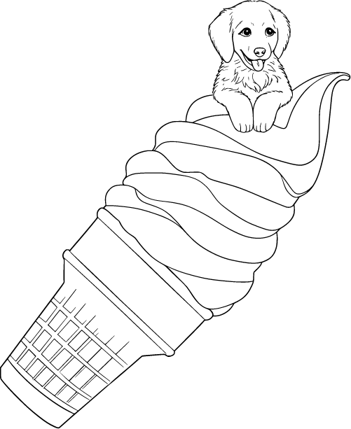 Lisa Frank’s Pup Snuggles on a Swirly Treat