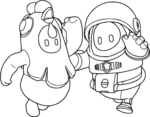 Fall Guys characters celebrating with happy expressions and raised hands