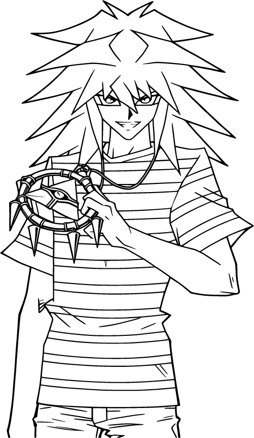 Yugi Muto holding a Millennium Puzzle with a confident expression