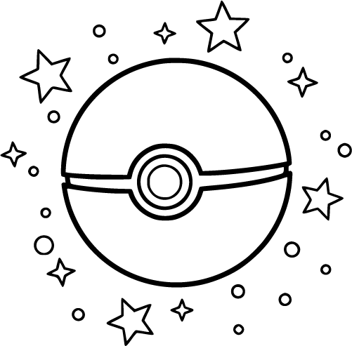 A floating Pokeball surrounded by stars and sparkles