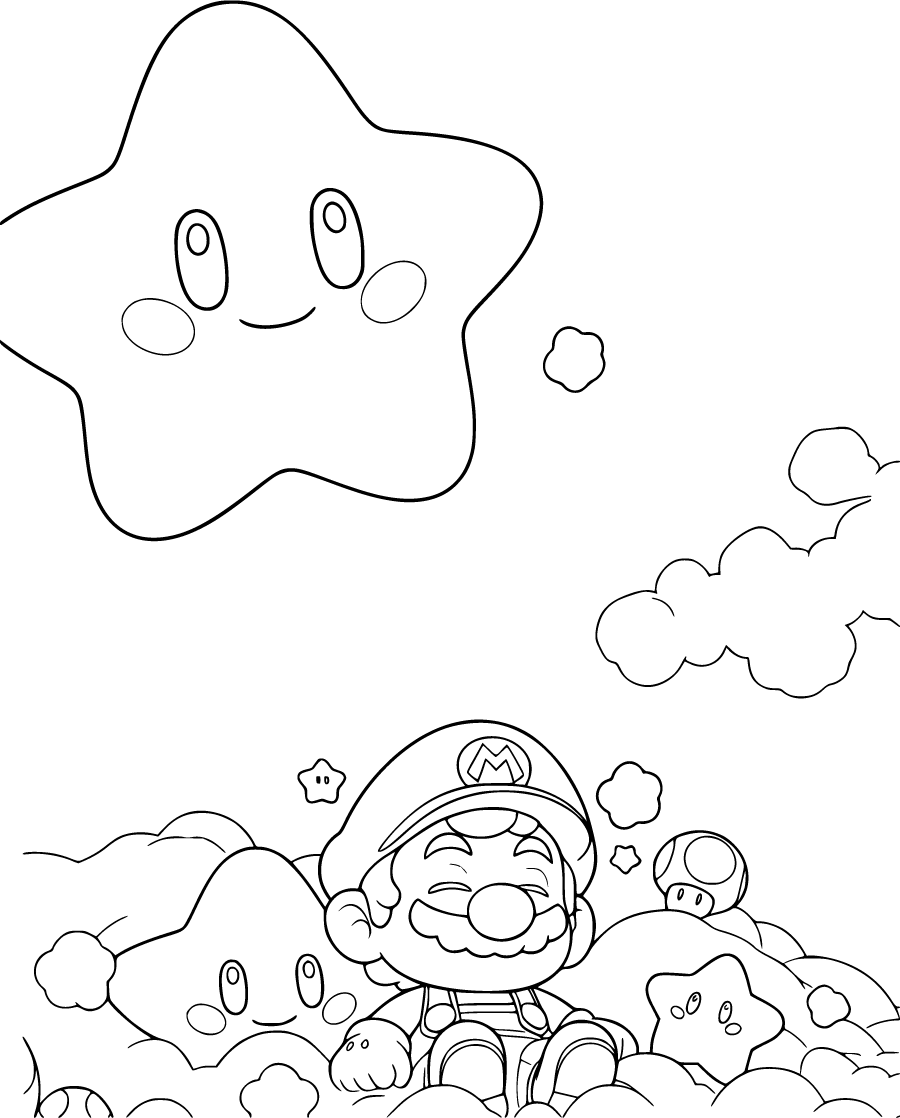 Cute Mario in the cloud