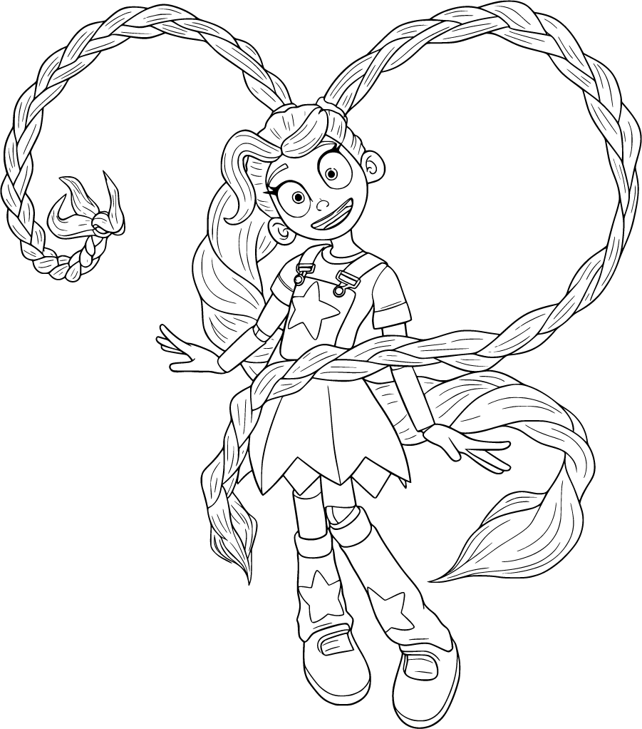 Lily Lovebraids and Her Long Braids Coloring Page
