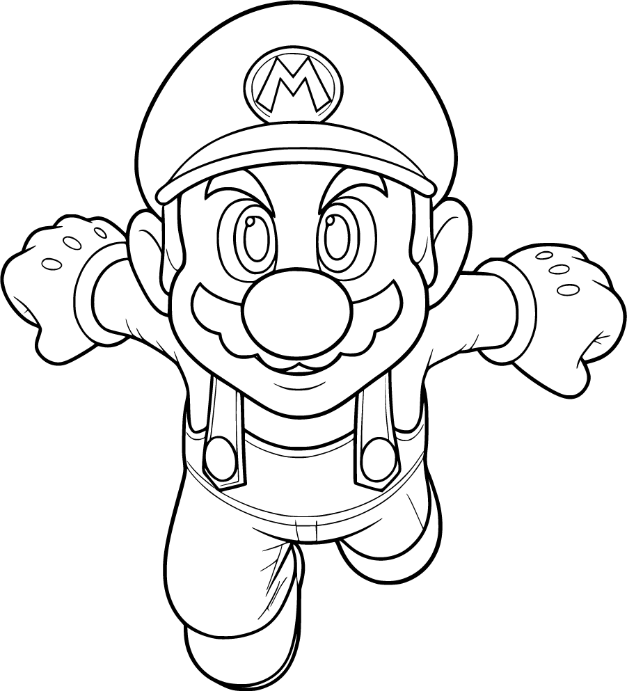 Mario flying with his arms outstretched