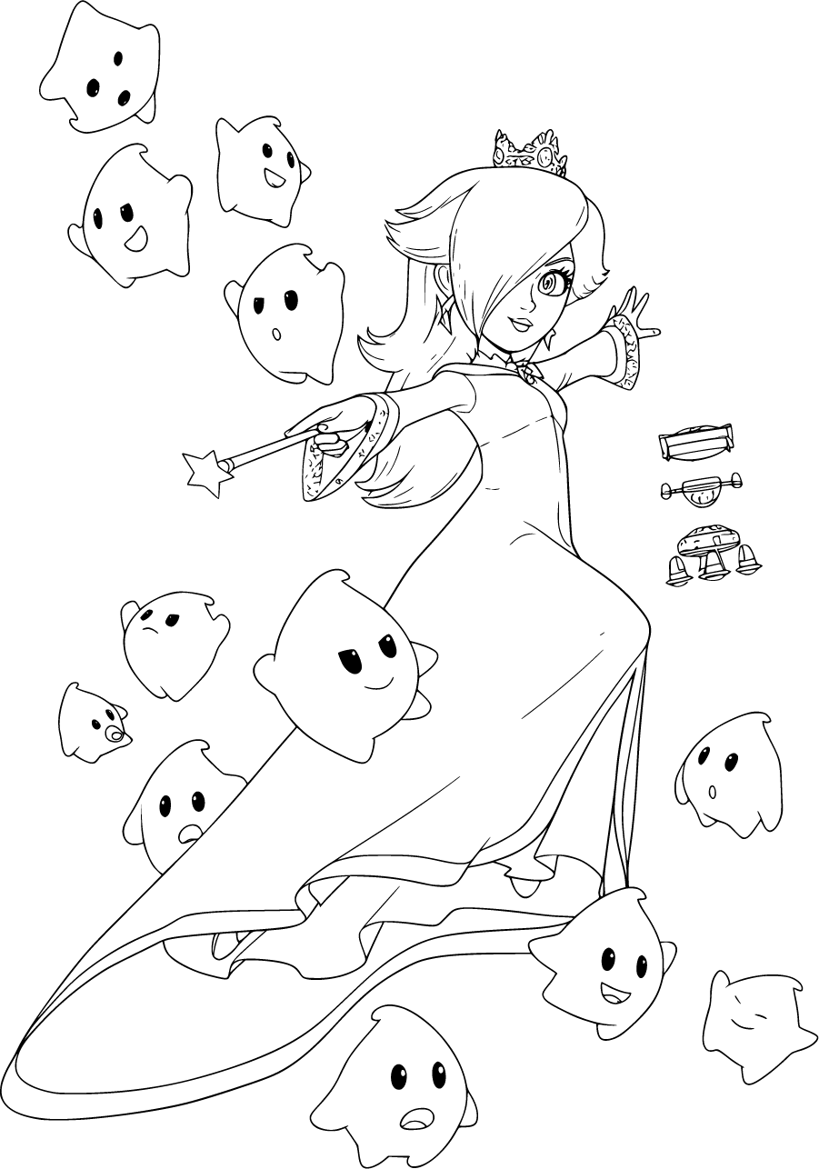 Rosalina surrounded by many Lumas