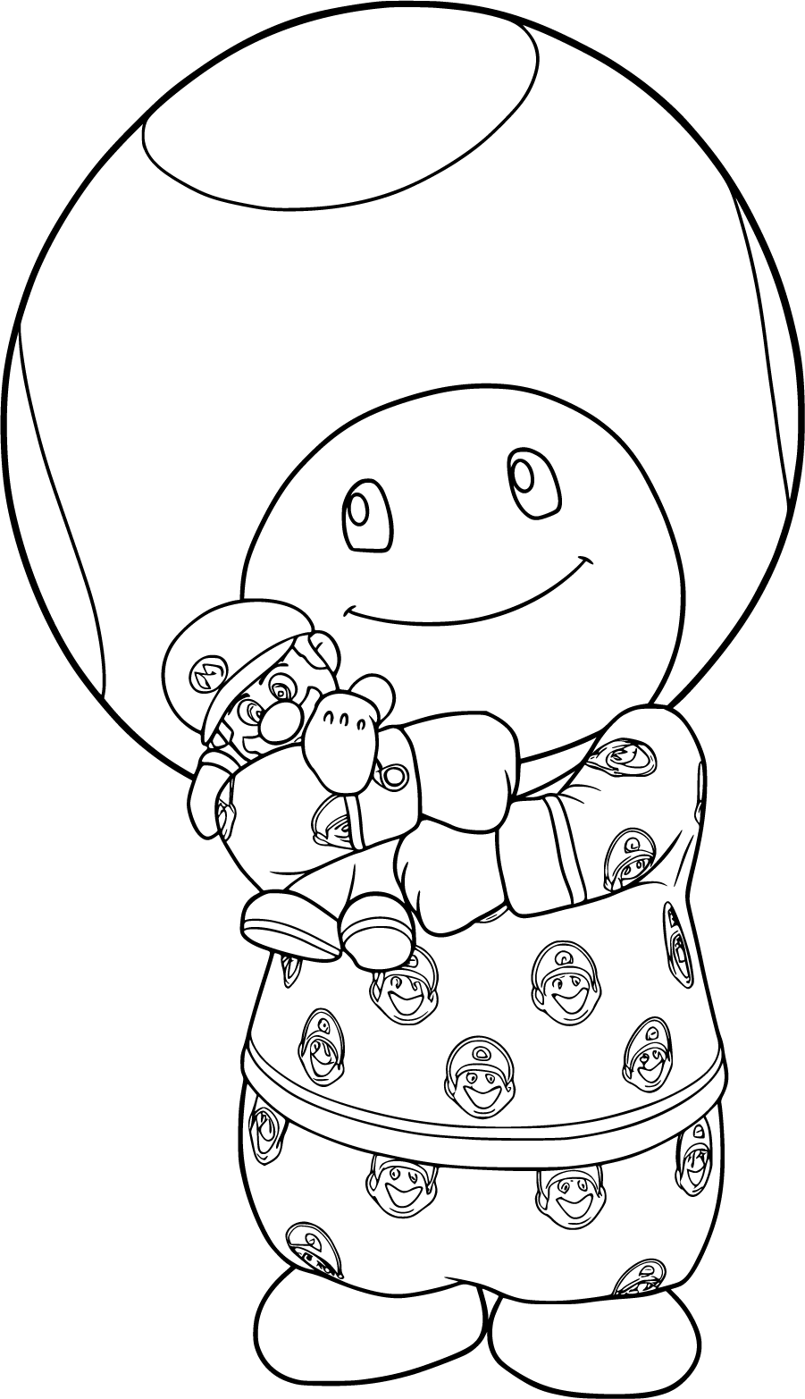 Toad in Pajamas Cuddling a Mario Doll