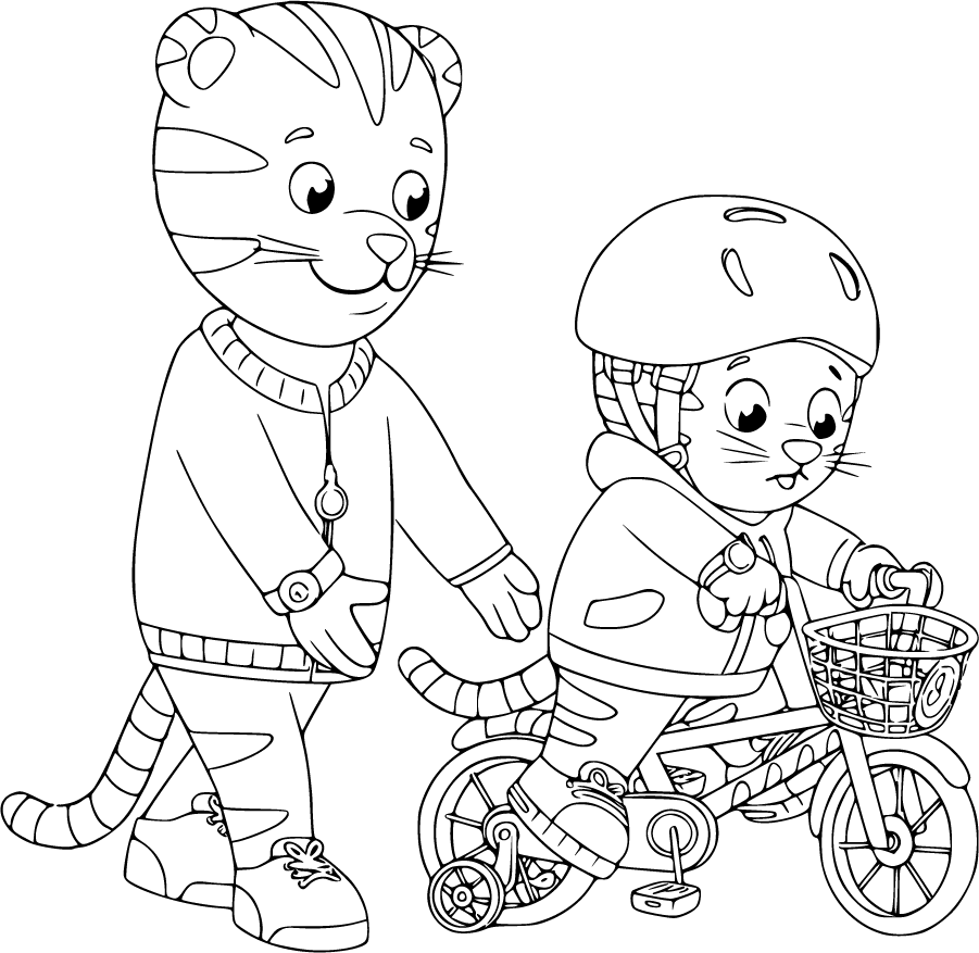 Daniel Tiger is biking