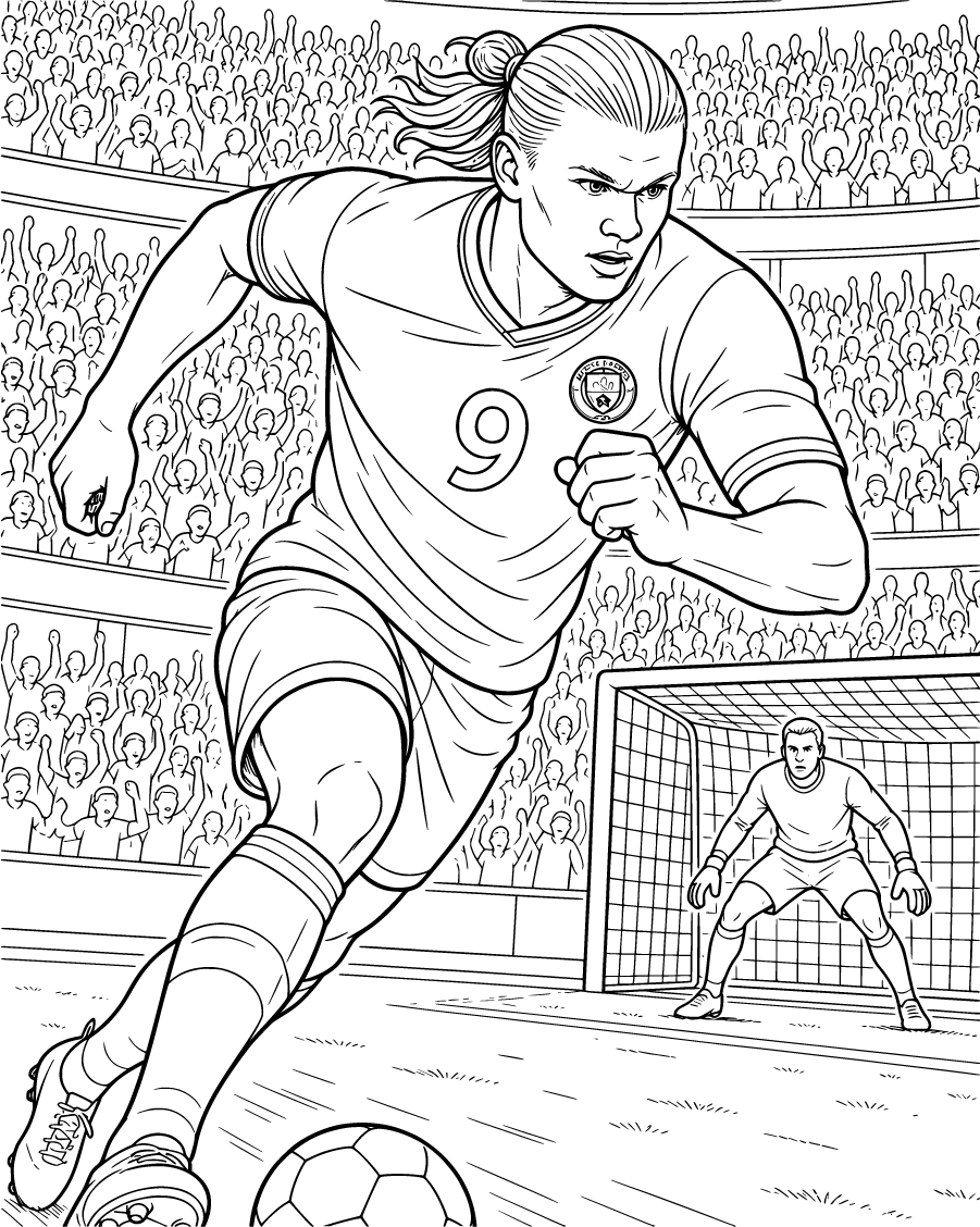Erling Haaland Sprinting Toward Goal In Stadium Match Club Crest Test