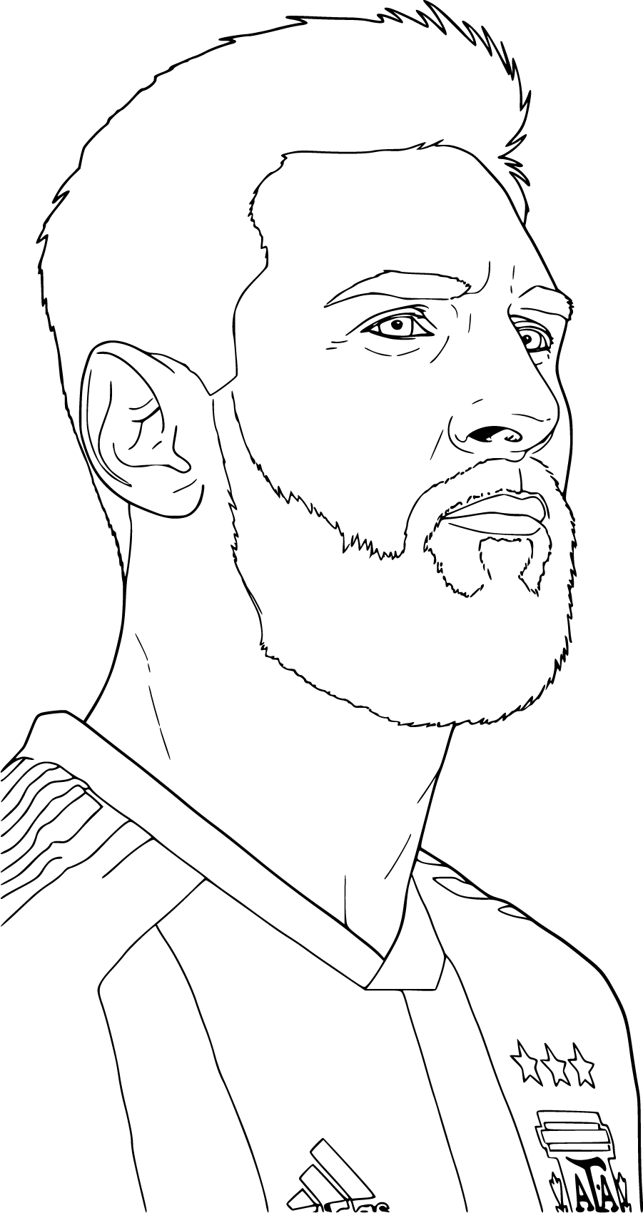 Lionel Messi in Argentina jersey portrait Coloring Page