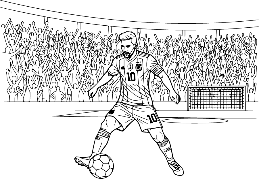 Lionel messi passing soccer ball cheering crowd