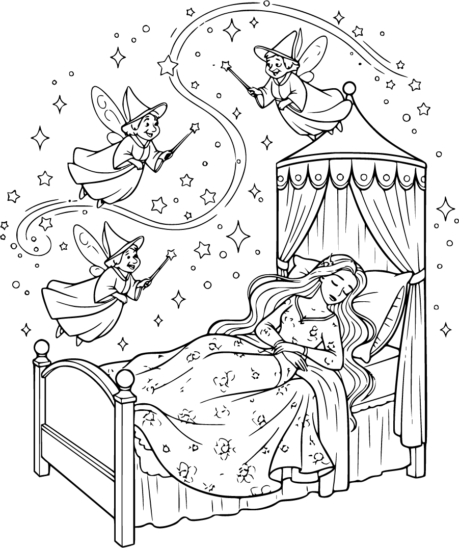 Sleeping beauty fairy godmothers magic stars