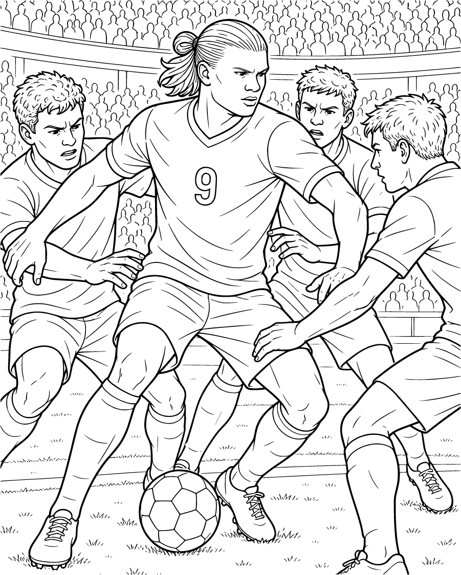 Soccer Match Featuring Erling Haaland And Defenders