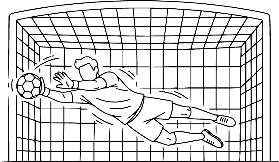 goalkeeper diving soccer ball goal net