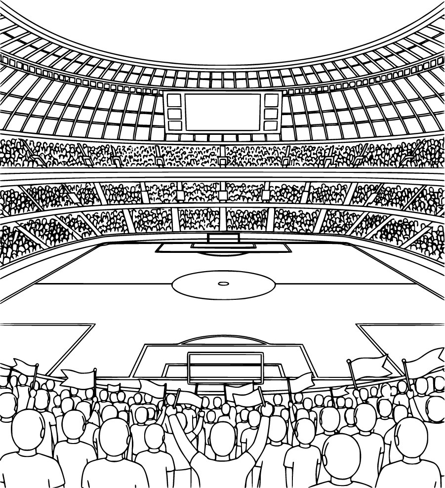 soccer stadium scoreboard lights flags