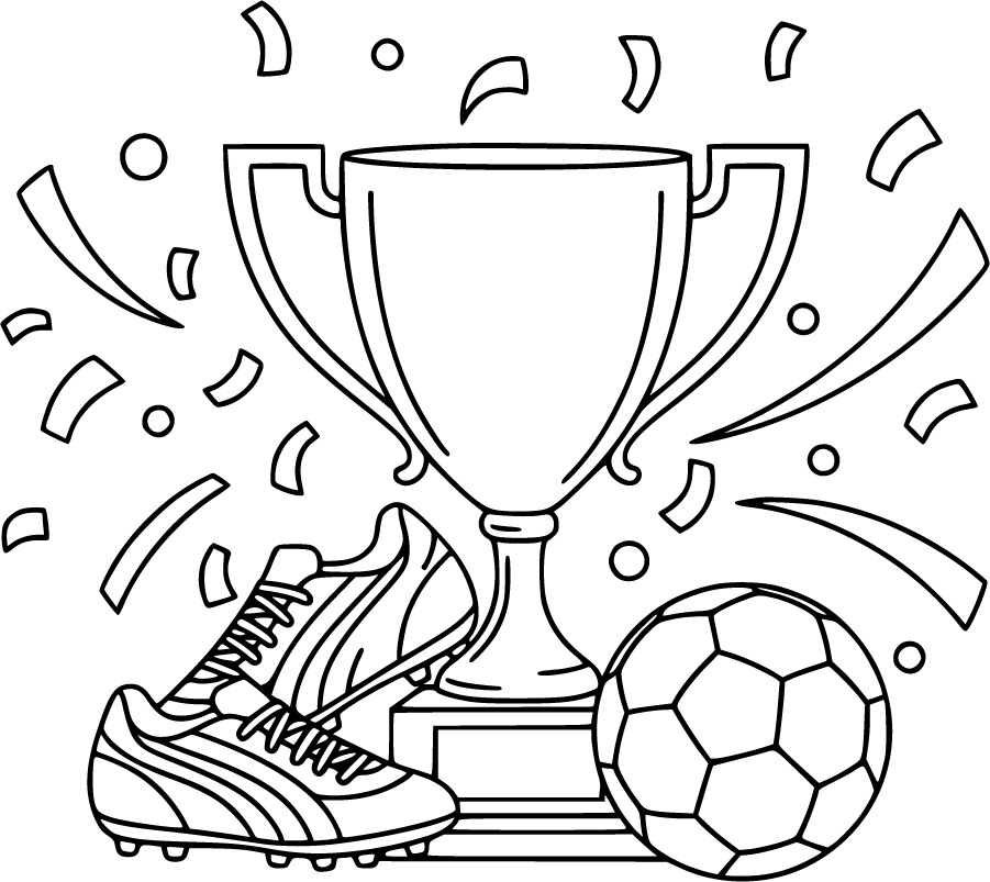 soccer trophy cleats ball confetti