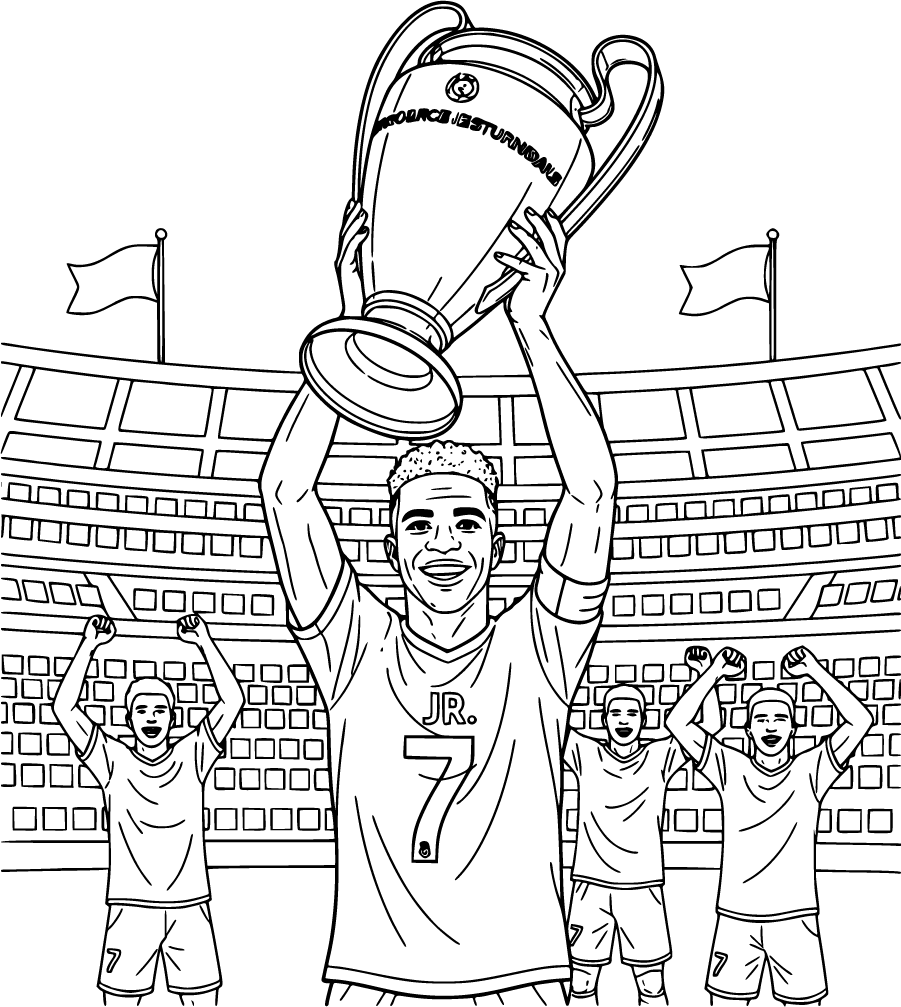 vinícius júnior holding trophy with teammates