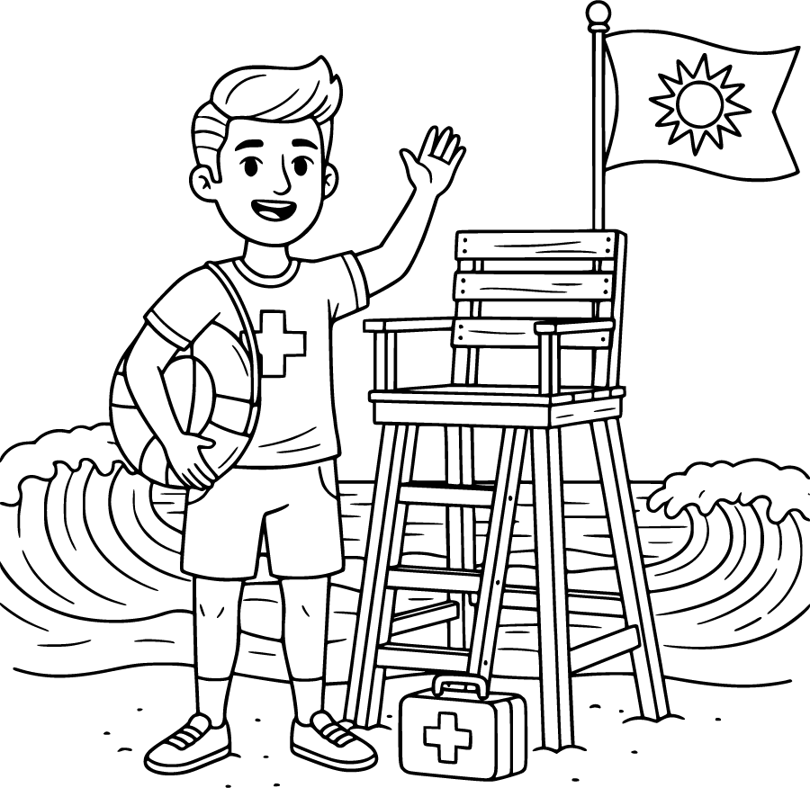 beach lifeguard chair rescue float flag