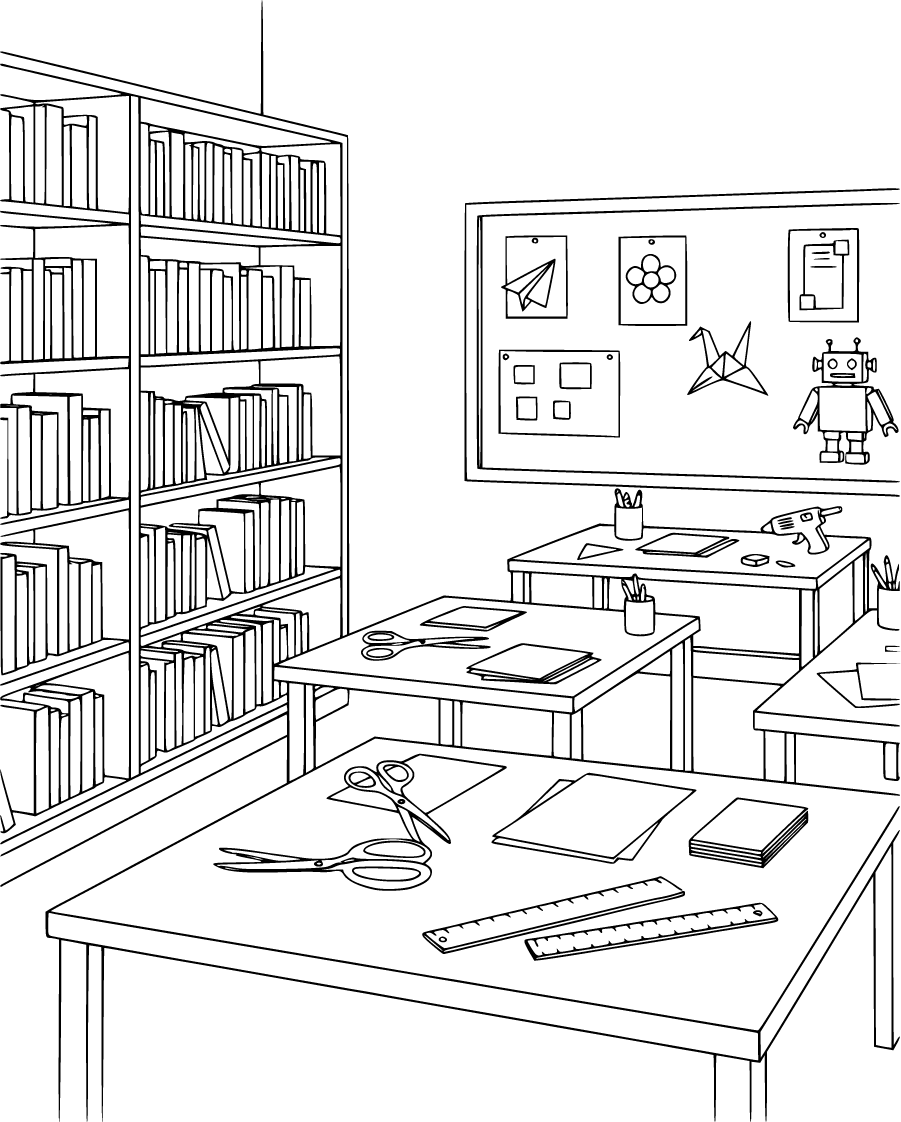 library maker space with craft tables