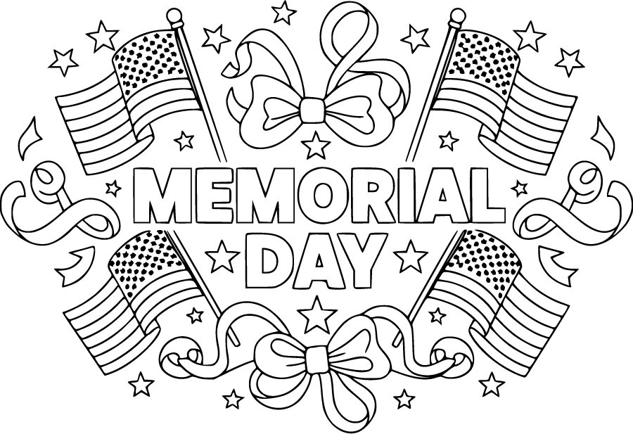 memorial day flags stars ribbons
