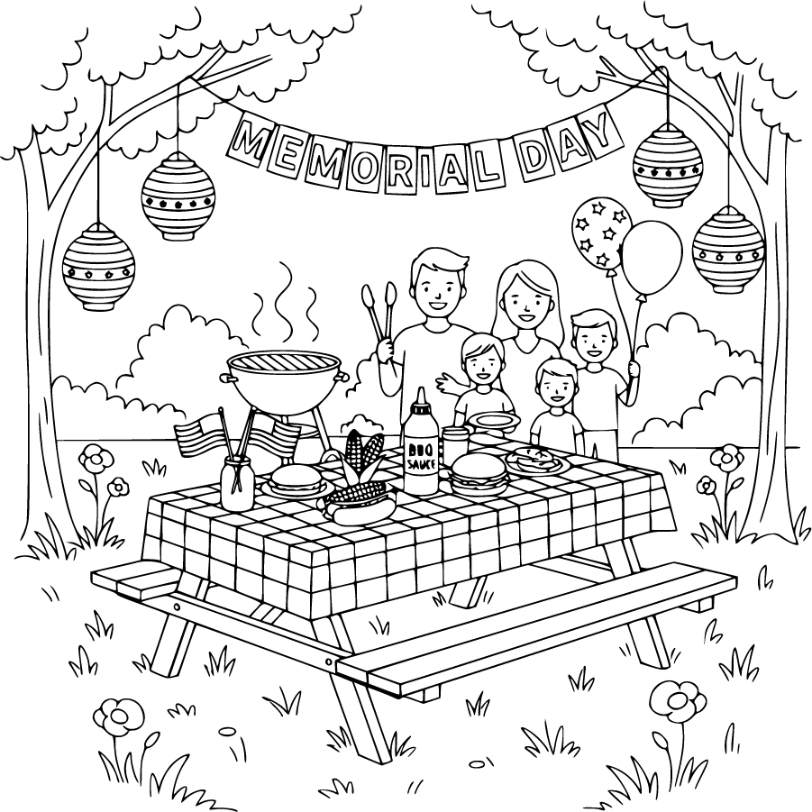 memorial day picnic barbecue flags decorations