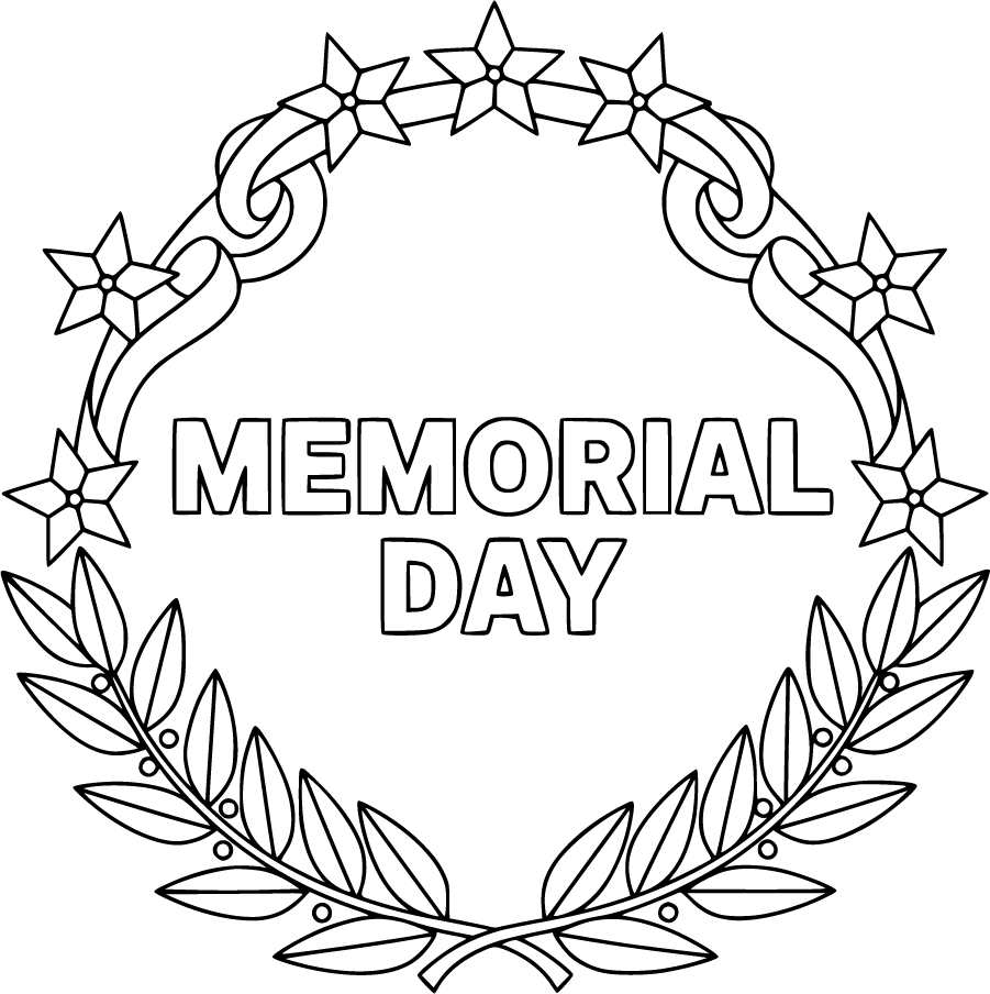 memorial day wreath stars ribbons leaves