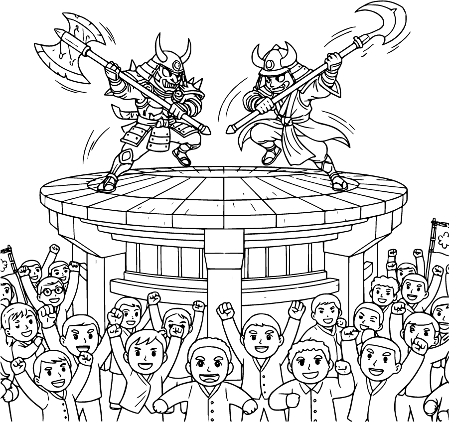 Akedo Warriors Battling On Raised Platform