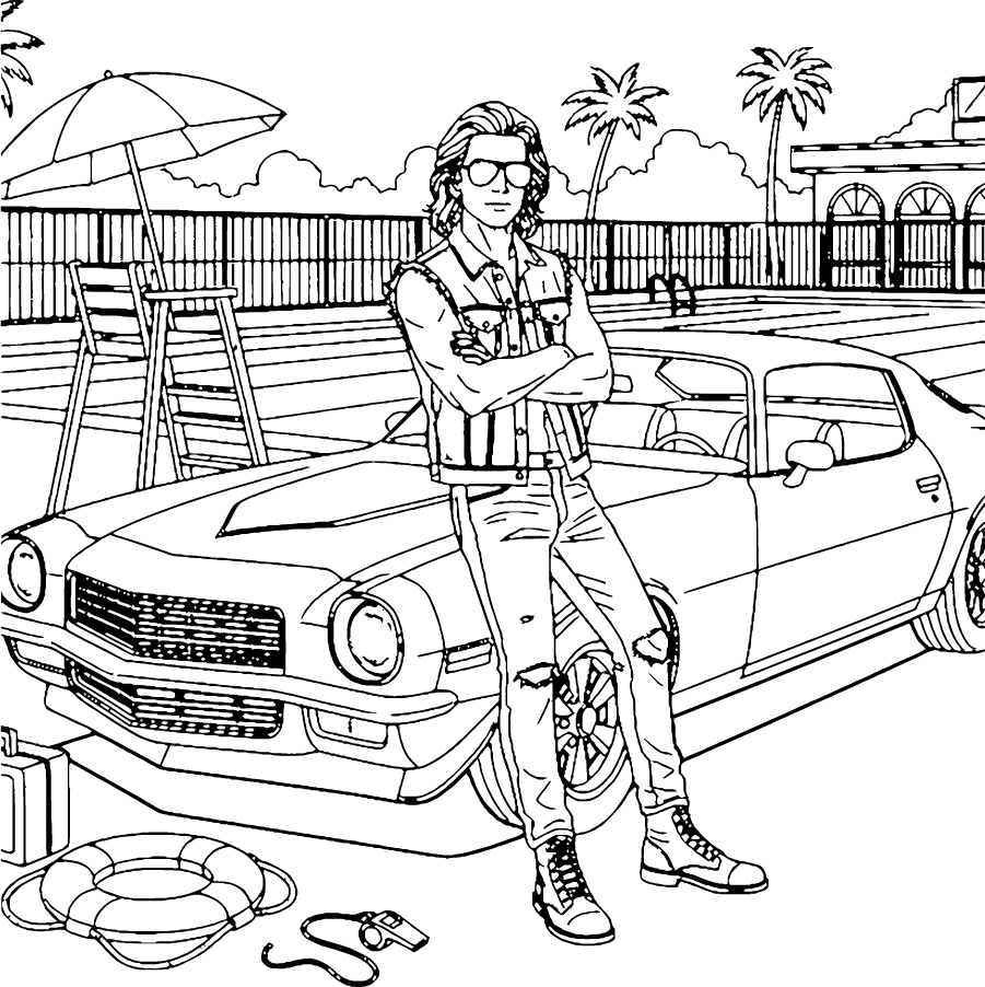 Billy Hargrove Beside Car At Hawkins Pool