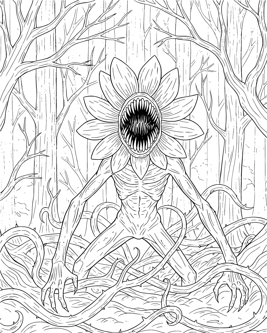 Demogorgon Emerging From Forest With Open Mouth
