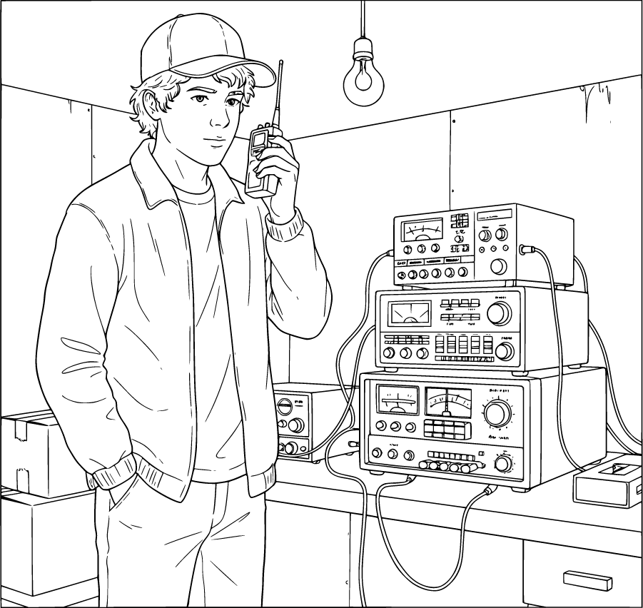 Dustin With Walkie Talkie And Radio Equipment