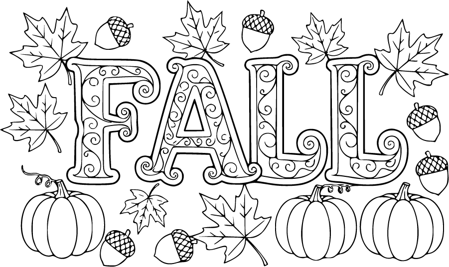 Fall Text Maple Leaves Pumpkins Acorns