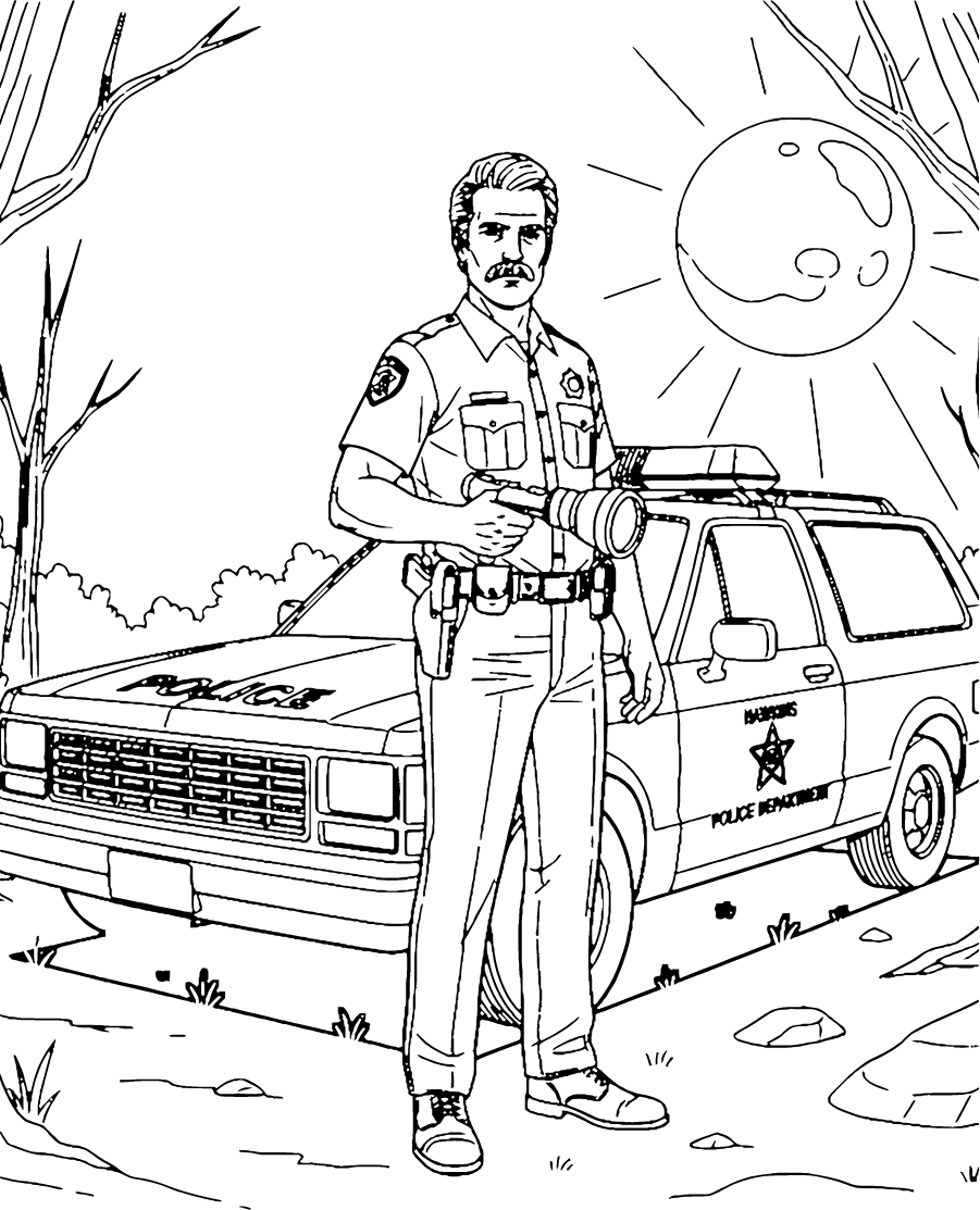 Jim Hopper Investigating Mystery In Hawkins At Night