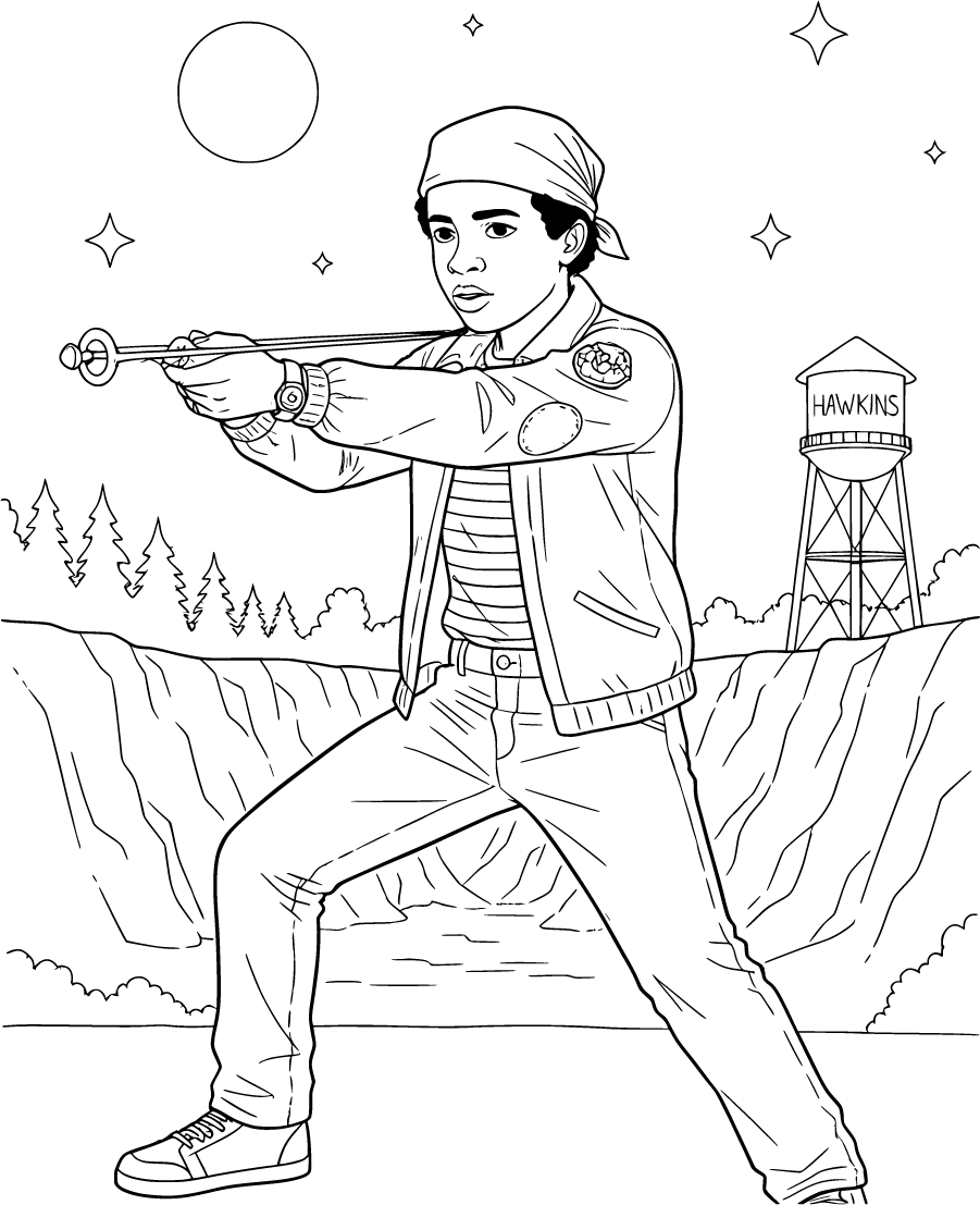 Lucas Sinclair Holding Wrist Rocket In Hawkins