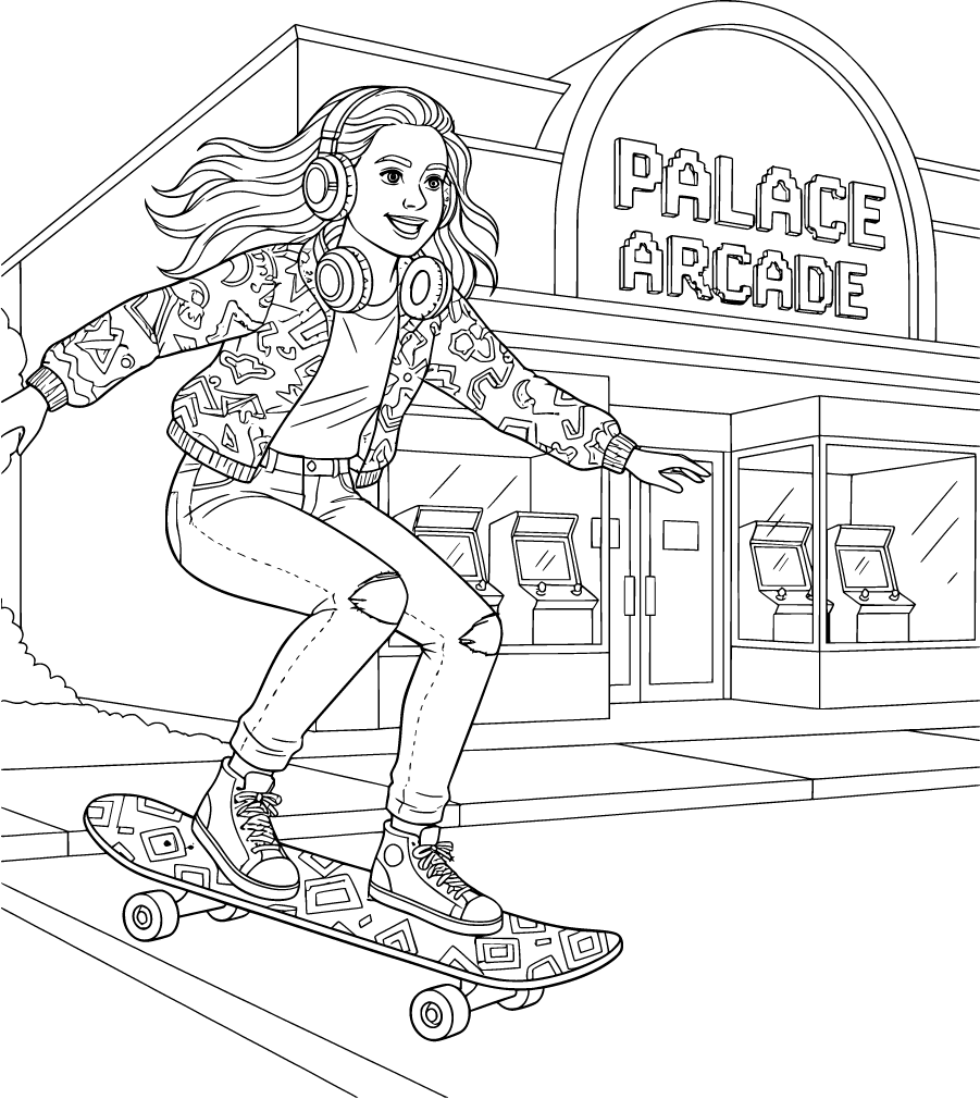 Max Mayfield Skateboarding Outside Palace Arcade