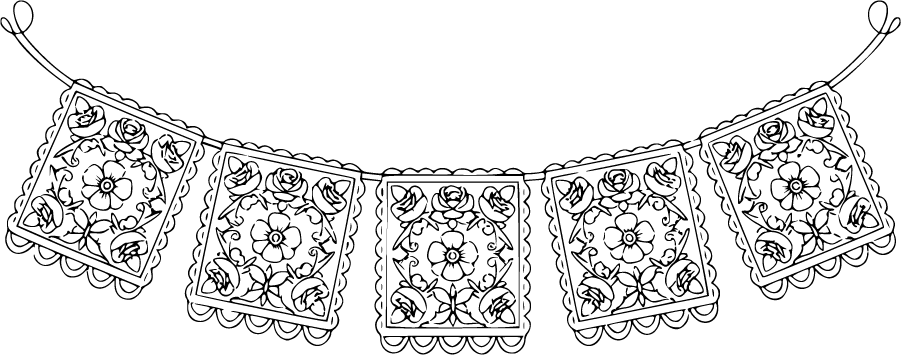 Papel Picado Banner With Floral Cutout Patterns