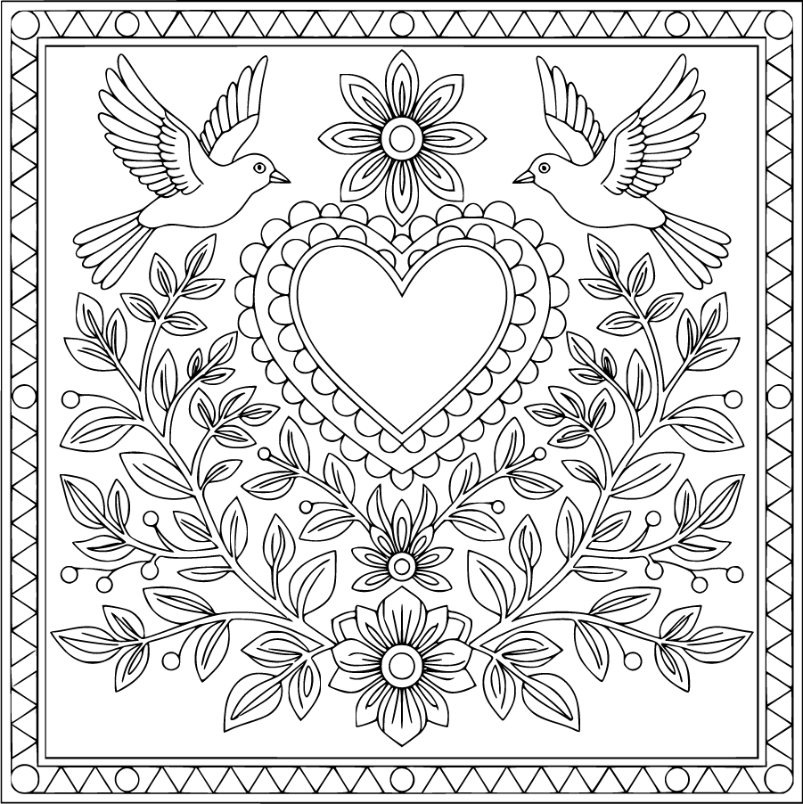 Papel Picado Heart With Birds And Leaves