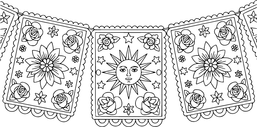 Papel Picado Sun With Stars And Decorative Patterns