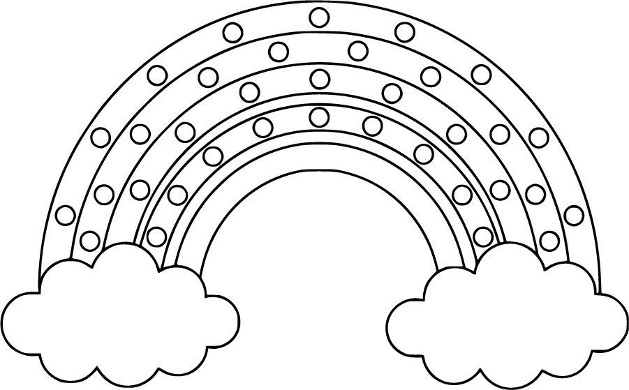 Rainbow And Clouds With Dot Marker Circles